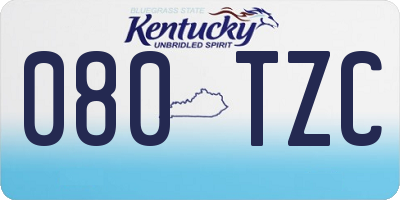 KY license plate 080TZC