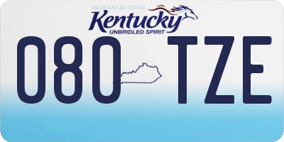 KY license plate 080TZE