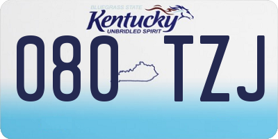 KY license plate 080TZJ