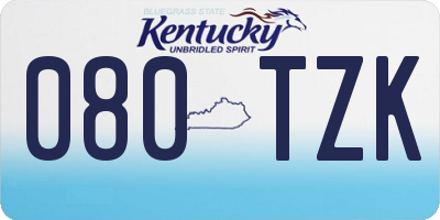 KY license plate 080TZK