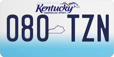 KY license plate 080TZN