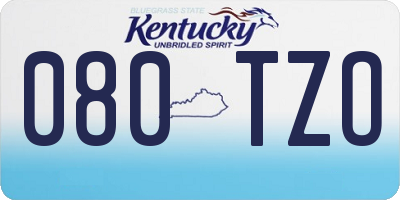 KY license plate 080TZO