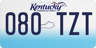 KY license plate 080TZT