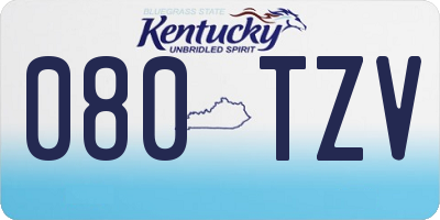 KY license plate 080TZV