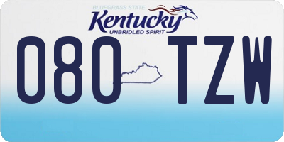 KY license plate 080TZW