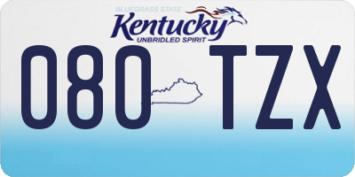 KY license plate 080TZX