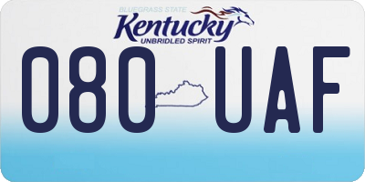 KY license plate 080UAF
