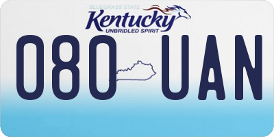 KY license plate 080UAN