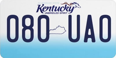 KY license plate 080UAO