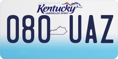 KY license plate 080UAZ