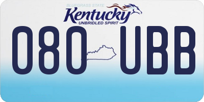 KY license plate 080UBB