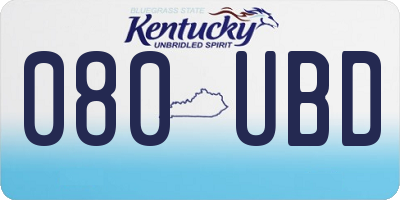 KY license plate 080UBD