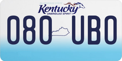 KY license plate 080UBO