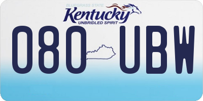 KY license plate 080UBW