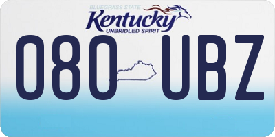 KY license plate 080UBZ