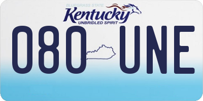 KY license plate 080UNE