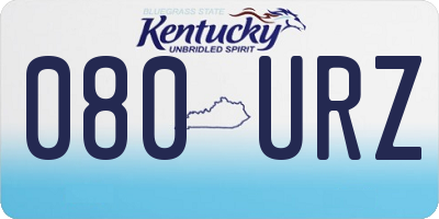 KY license plate 080URZ