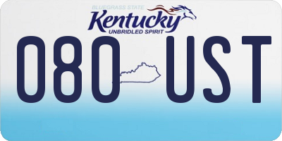 KY license plate 080UST