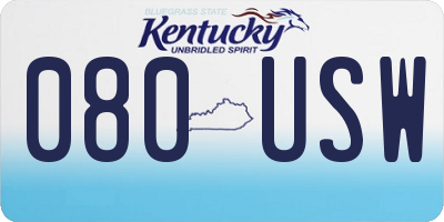 KY license plate 080USW