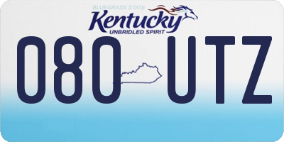 KY license plate 080UTZ