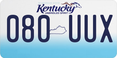 KY license plate 080UUX
