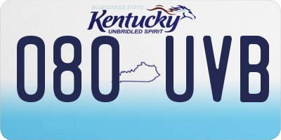 KY license plate 080UVB