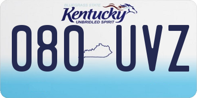 KY license plate 080UVZ