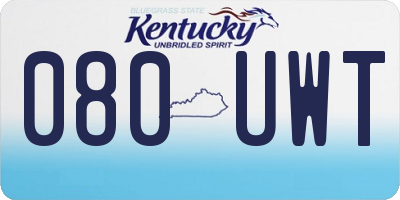 KY license plate 080UWT