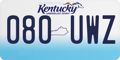 KY license plate 080UWZ