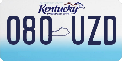 KY license plate 080UZD