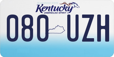 KY license plate 080UZH