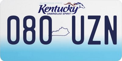 KY license plate 080UZN