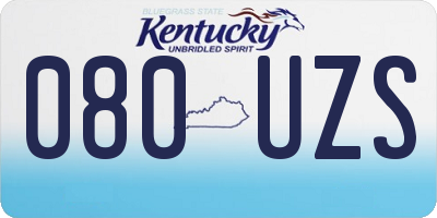KY license plate 080UZS