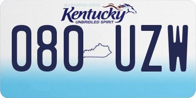 KY license plate 080UZW