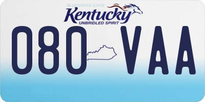 KY license plate 080VAA