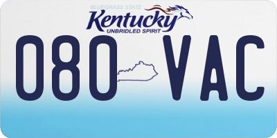 KY license plate 080VAC