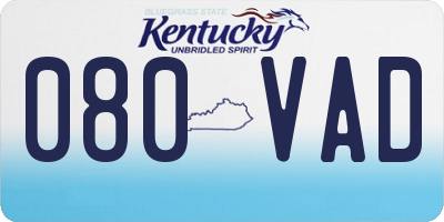 KY license plate 080VAD