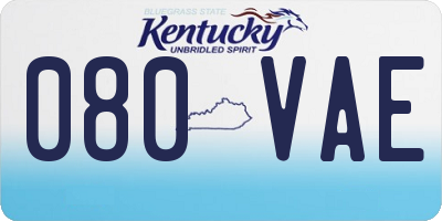 KY license plate 080VAE