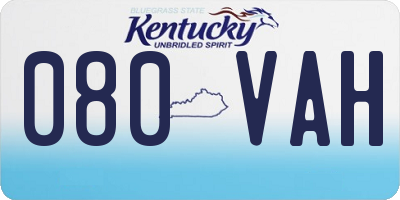 KY license plate 080VAH
