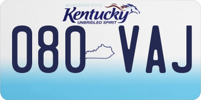 KY license plate 080VAJ
