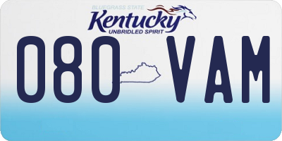 KY license plate 080VAM