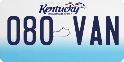 KY license plate 080VAN