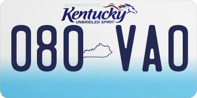 KY license plate 080VAO