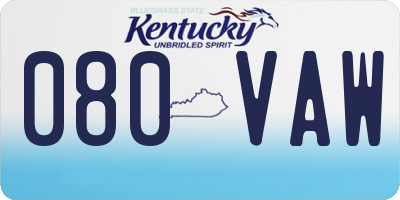KY license plate 080VAW