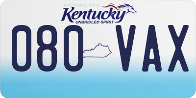 KY license plate 080VAX