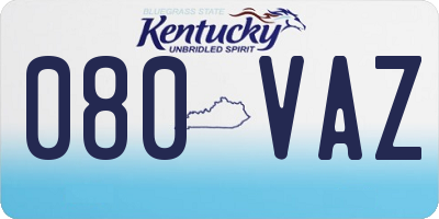 KY license plate 080VAZ