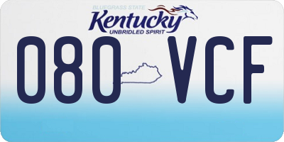 KY license plate 080VCF