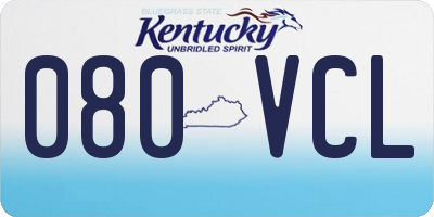 KY license plate 080VCL