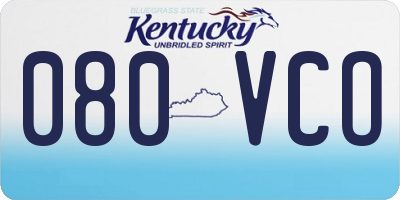 KY license plate 080VCO