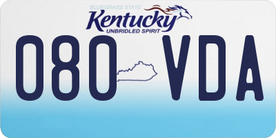 KY license plate 080VDA